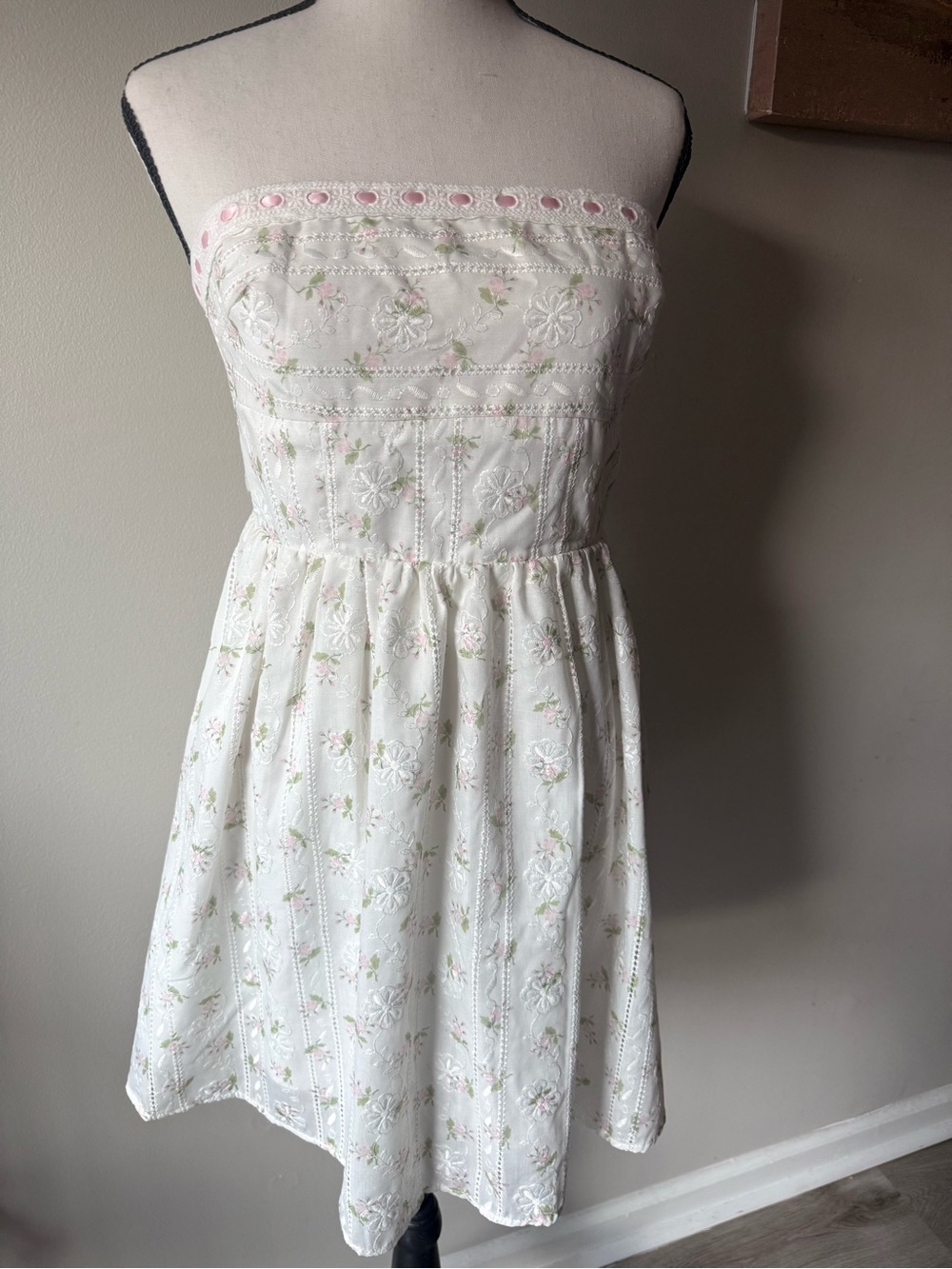 Altar’d State White Floral Eyelet Mini Dress